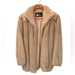 Women’s—David Green Light Brown Long Sleeve Mink And Sheared Beaver Coat.